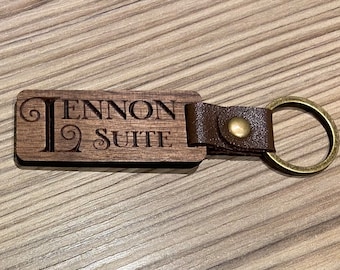 Personalised Wooden Key Fob for Hotel B&B Guesthouse Personalized Key Ring Key Chain
