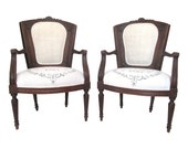 Pair of 18th Century Italian Rococo Fauteuil Chairs with Shell Motif