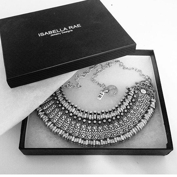 Silver Isabella Rae Link Cleopatra Tribal Statement Necklace