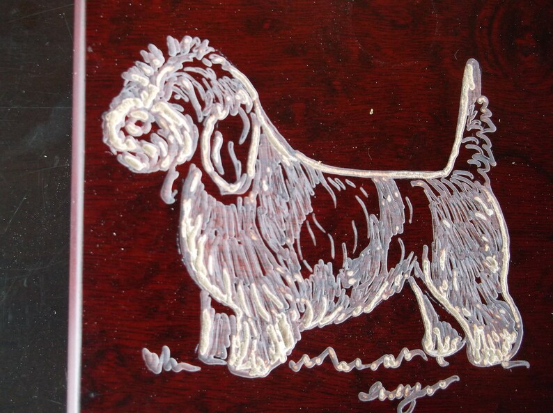 Beautifully hand engraved Wood Box by Ingrid Jonsson. Petit Basset Griffon Vendeen