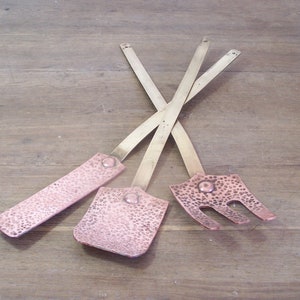 3pc Handmade Vintage Copper Utensils Ladle Fork
