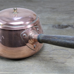 2 Stück Vintage Kupfer Topf Pfanne Deckel Messing Griff