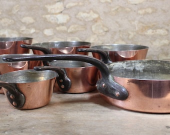 Super Set 7pc 2mm Villedieu Serie Speciale Français Cuivre Saute Tin doublé Windsor Pan Pot