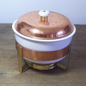 Lovely Copper Porcelain Fondue Chafing Warmer Cookware