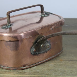 Antique French Copper Braising Pan Daubiere Stew Stock Roasting pot Dovetail