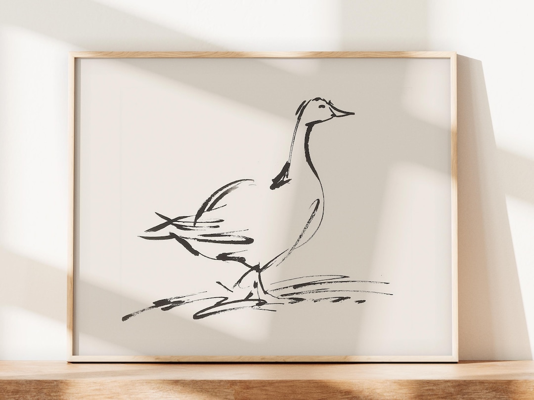 Artful Mini Abstract Sketch Goose Decor Artistic Drawing Geese Print ...