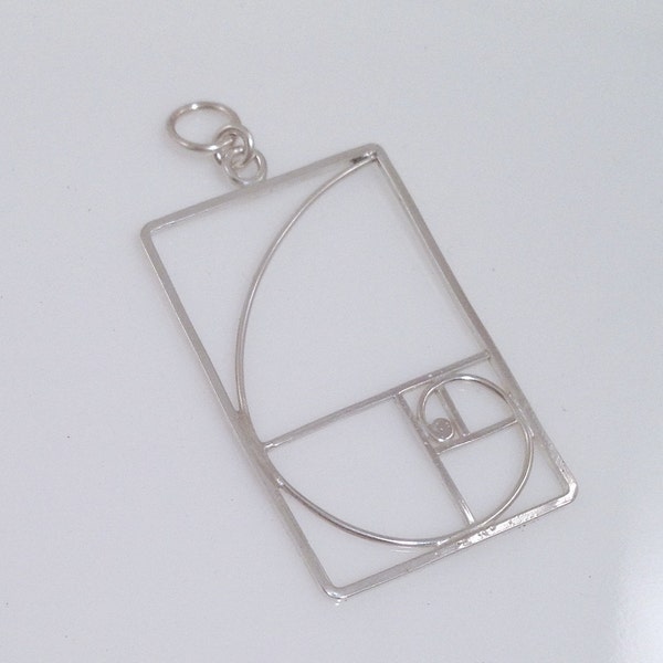 Fibonacci Golden Spiral Pendant - vertical - in Solid Argentium Sterling Silver