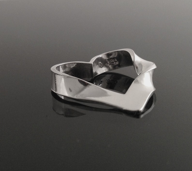 Heart Shaped Mobius Strip Pendant in Solid Argentium Sterling Silver