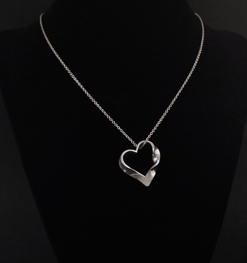 Heart Shaped Mobius Strip Pendant in Solid Argentium Sterling Silver