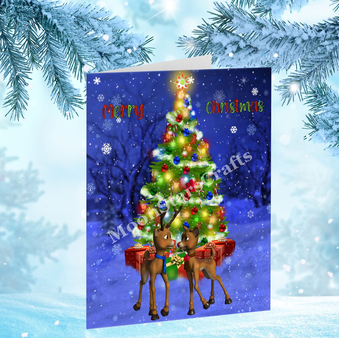 Printable Merry Christmas Card Instant Download Holiday Card Etsy