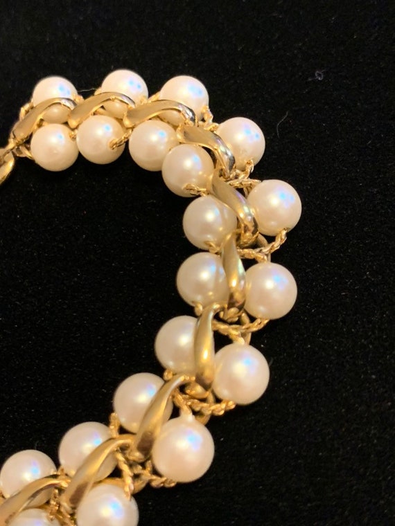 Vintage Elegant goldtone faux pearl bracelet by N… - image 2