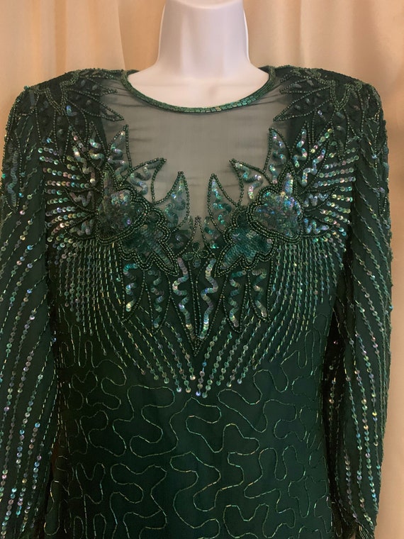 Vintage Emerald green evening gown by Denise Elle