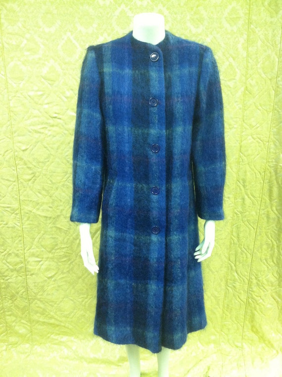 Blue and Black Wool Mohair Paul Levy Designs Coat.