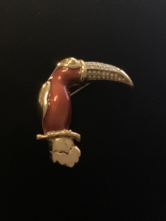 Gorgeous Givenchy toucan brooch with rhinestones