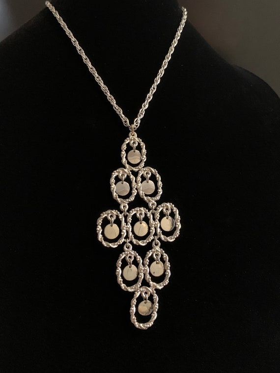 Vintage silver tone statement necklace