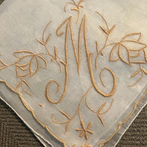 Vintage embroidered initial “M” hanky