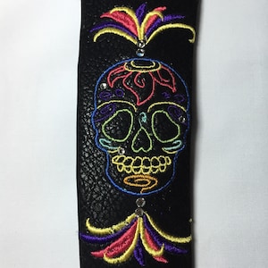 Sugar skull Ponytail hair wrap // No-slip ponytail hair wrap // Biker hair wrap
