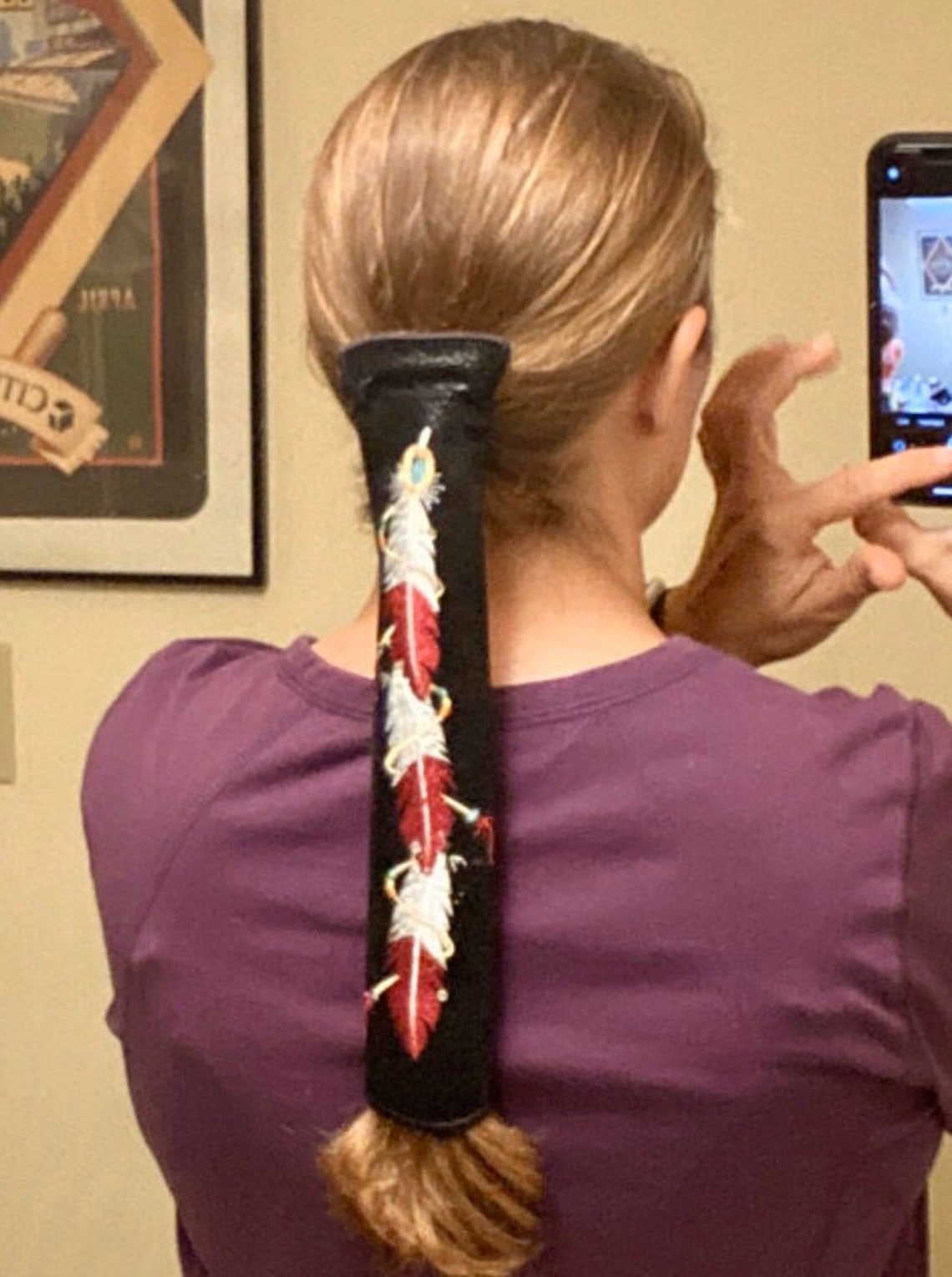 Ponytail Hair Wrap Native American Feather ponytail glove Etsy