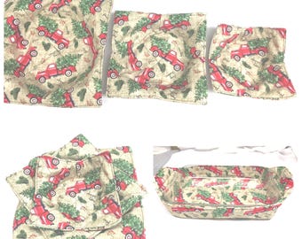 Christmas Microwave Bowl Cozy Set (3 Sizes), Handmade Holiday Hot Pad