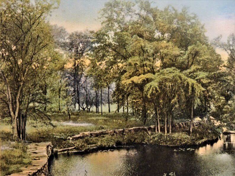 Wallace Nutting A BARRE BROOK ~ 12 x 15 Process Print #3497 in Original 21 x 17.5 Frame ~ Signed /& Titled ~ c1930s