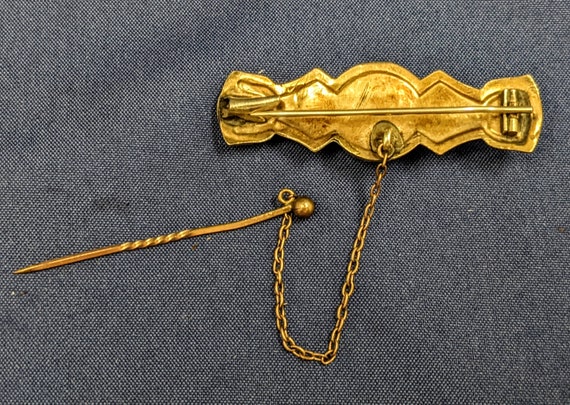 Antique GOLD Filled BAR BROOCH with Attached Stic… - image 5