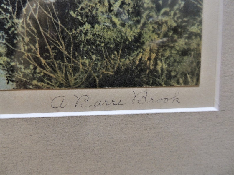 Wallace Nutting A BARRE BROOK ~ 12 x 15 Process Print #3497 in Original 21 x 17.5 Frame ~ Signed /& Titled ~ c1930s