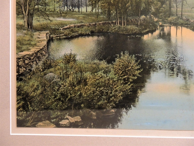 Wallace Nutting A BARRE BROOK ~ 12 x 15 Process Print #3497 in Original 21 x 17.5 Frame ~ Signed /& Titled ~ c1930s