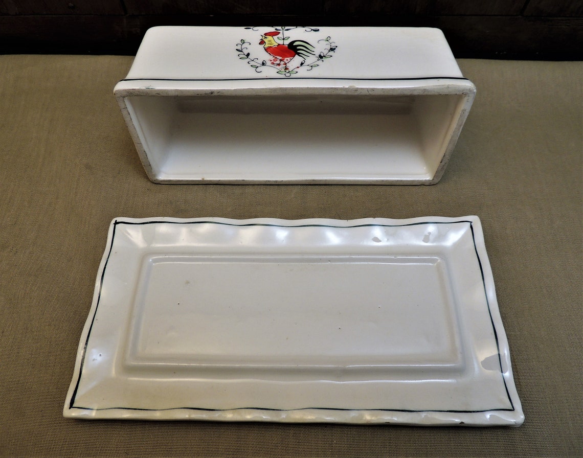 ROOSTER Ceramic BUTTER DISH Vintage C1950s60s One Stick Etsy