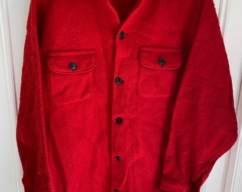 Vintage Adventurer Canada Great Northland Men's Rustic Red Wool Button Front Shirt by Bell Shirt Co. Ltd.