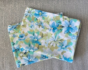 Blue, White & Green Floral Standard Size Pillow Case Set