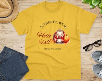 Hedgehog Pumpkin Fall T-Shirt: Cozy Cottagecore Autumn Shirt