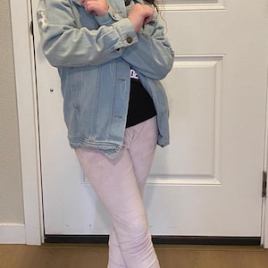 Women&#39;s &quot;Fashion&quot; Distressed Denim Jacket, Distressed Denim Jacket, Women&#39;s Denim Jacket, Light Wash Denim Jacket - Size S