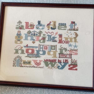 Completed Alphabet Counted Cross Stitch, Learning Counted Cross Stitch, Framed & Ready to Hang Counted Cross Stitch