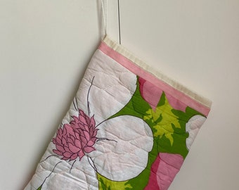 Handmade Shabby Drawstring Bag From Vintage Quilt, Upcycled Quilt