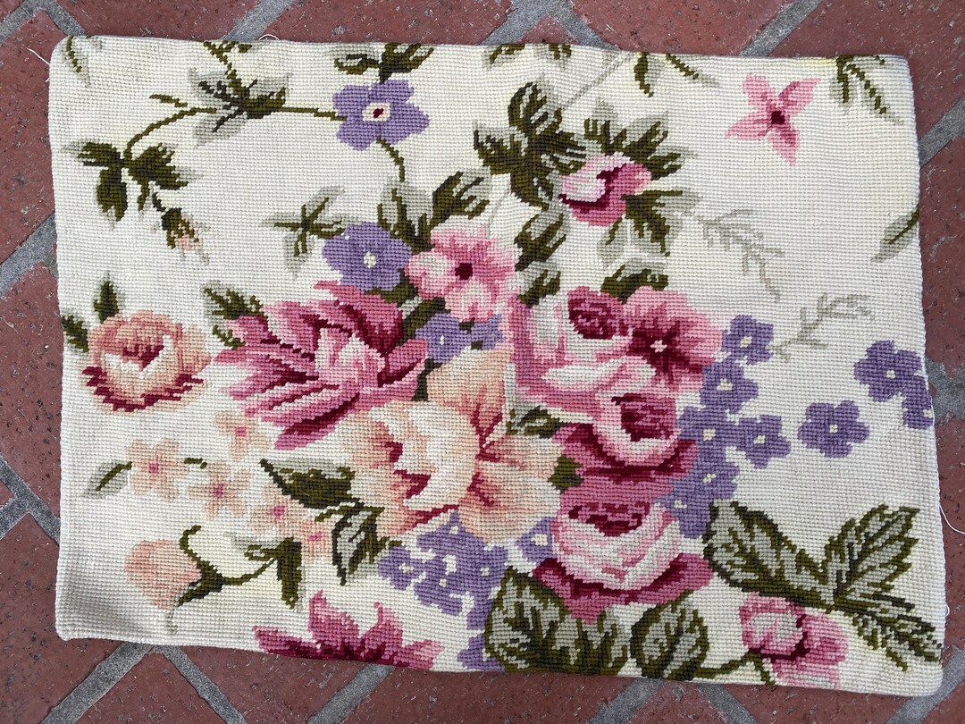 Large Floral Needlepoint Cushion Cover Free Shipping Etsy
