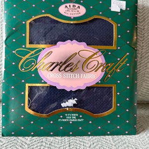 Charles Craft 14 Count Navy Aida Cloth For Cross Stitch - 12&quot; x 18&quot;