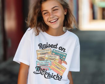 Raised on The Chicks kids tee | cassette tape retro country music design