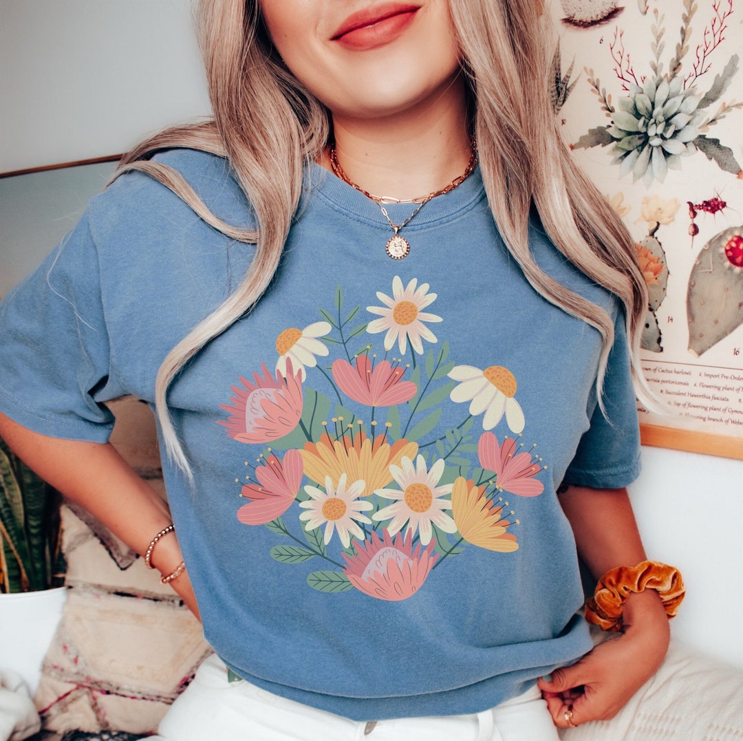 Comfort Colors Wildflower Tshirt, Wild Flowers Shirt, Floral Tshirt ...