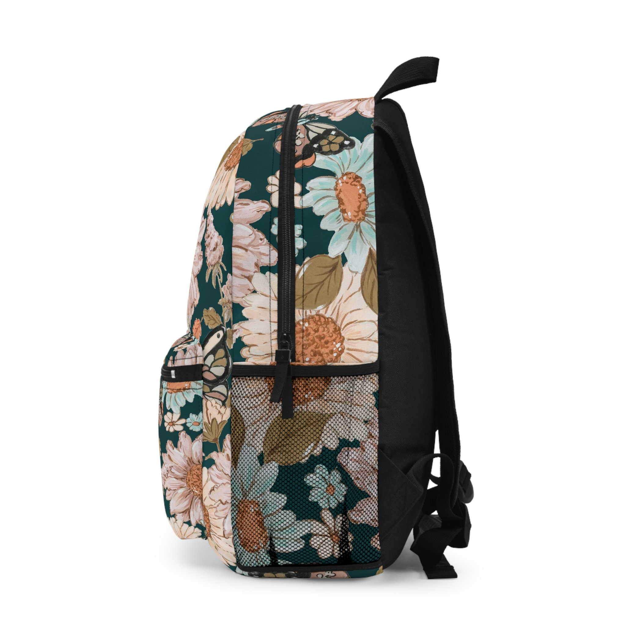 9331 Vintage Flowers and Colorful Butterflies Backpack Purse Travel Casual Floral Butterfly Vintage Style Backpack - Etsy main image 3