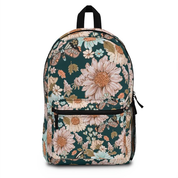 Vintage Butterfly Backpack Daiia Vintage Butterfly Green Vintage Canvas Backpack for  main image 4