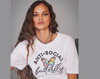 Antisocial Butterfly Shirt, Antisocial Tshirt, Antisocial Butterfly, Introvert Shirt, Antisocial Friend Gift, Brunch Shirt