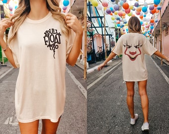Scary clown shirt, horror movie clown, youll float too, Halloween tshirt