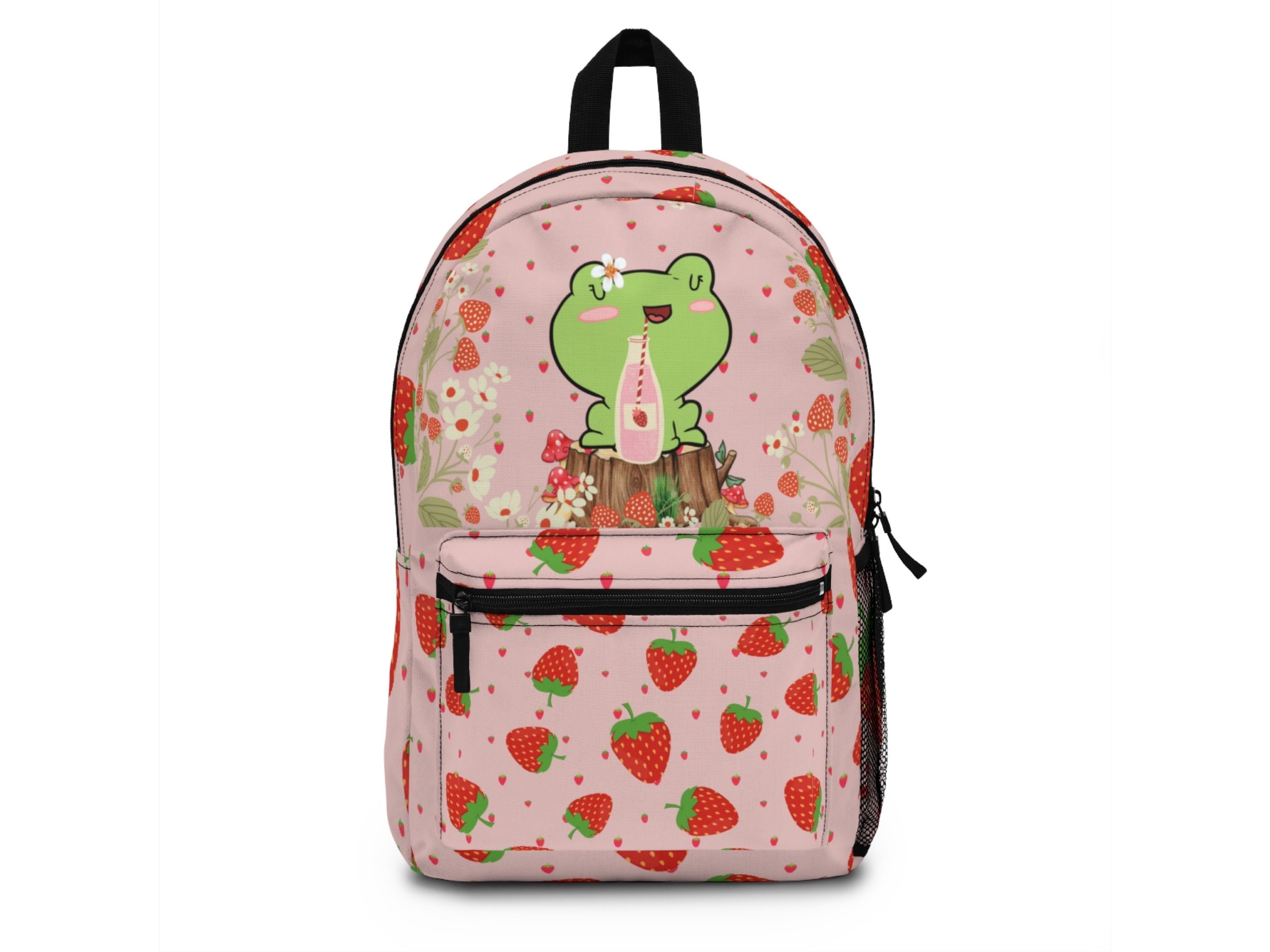 Cottagecore Backpack Frog Backpack Mushroom Frog kawaii Frog Strawberry Strawberry Milk Etsy Ireland