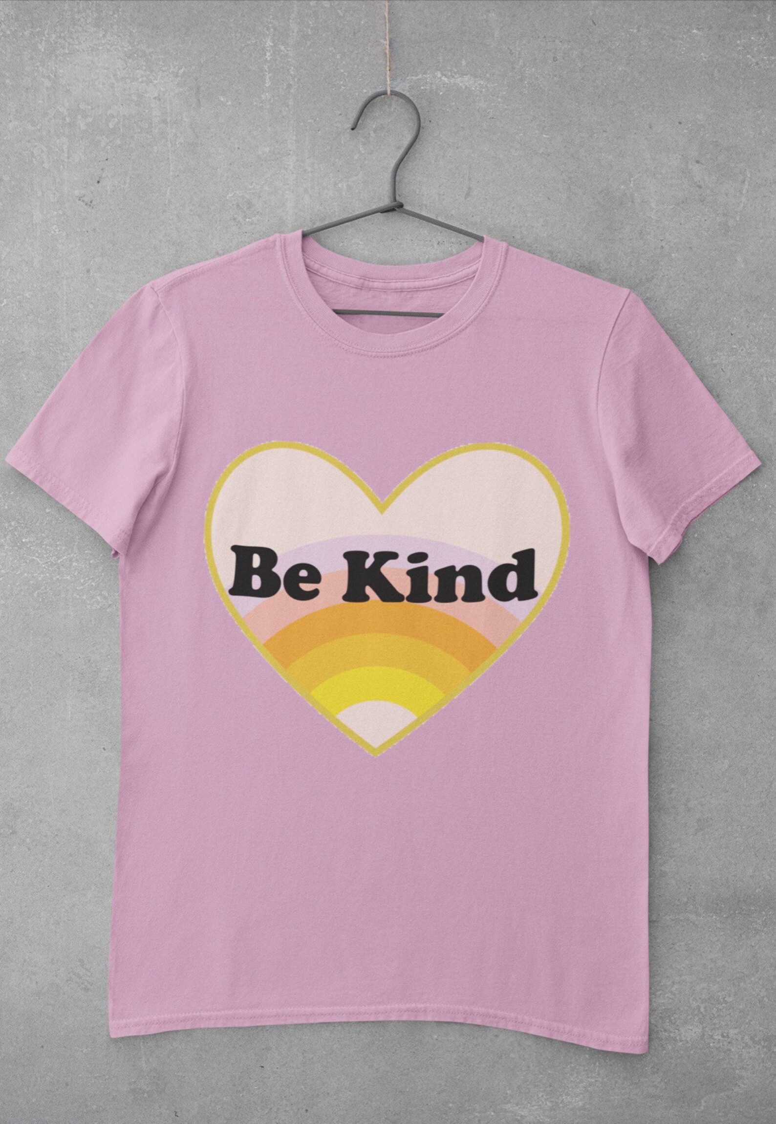 Womens Be kind graphic t shirt heart rainbow pink Bella Etsy