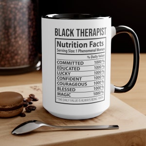 Black Therapist mug, gift for therapist
