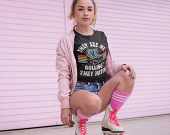 Roller Skating retro t shirt // they see me rollin // Old School tee // Vintage roller derby shirt // Classic 1970s Logo // Gift For Her