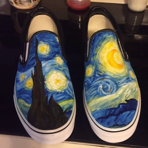 Custom Starry Night Hand painted Vans Baby Through Adult Sizes
