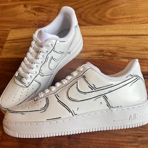 Custom Black & White Cartoon Hand-Painted Nike Air Force 1’s | Adult sizes