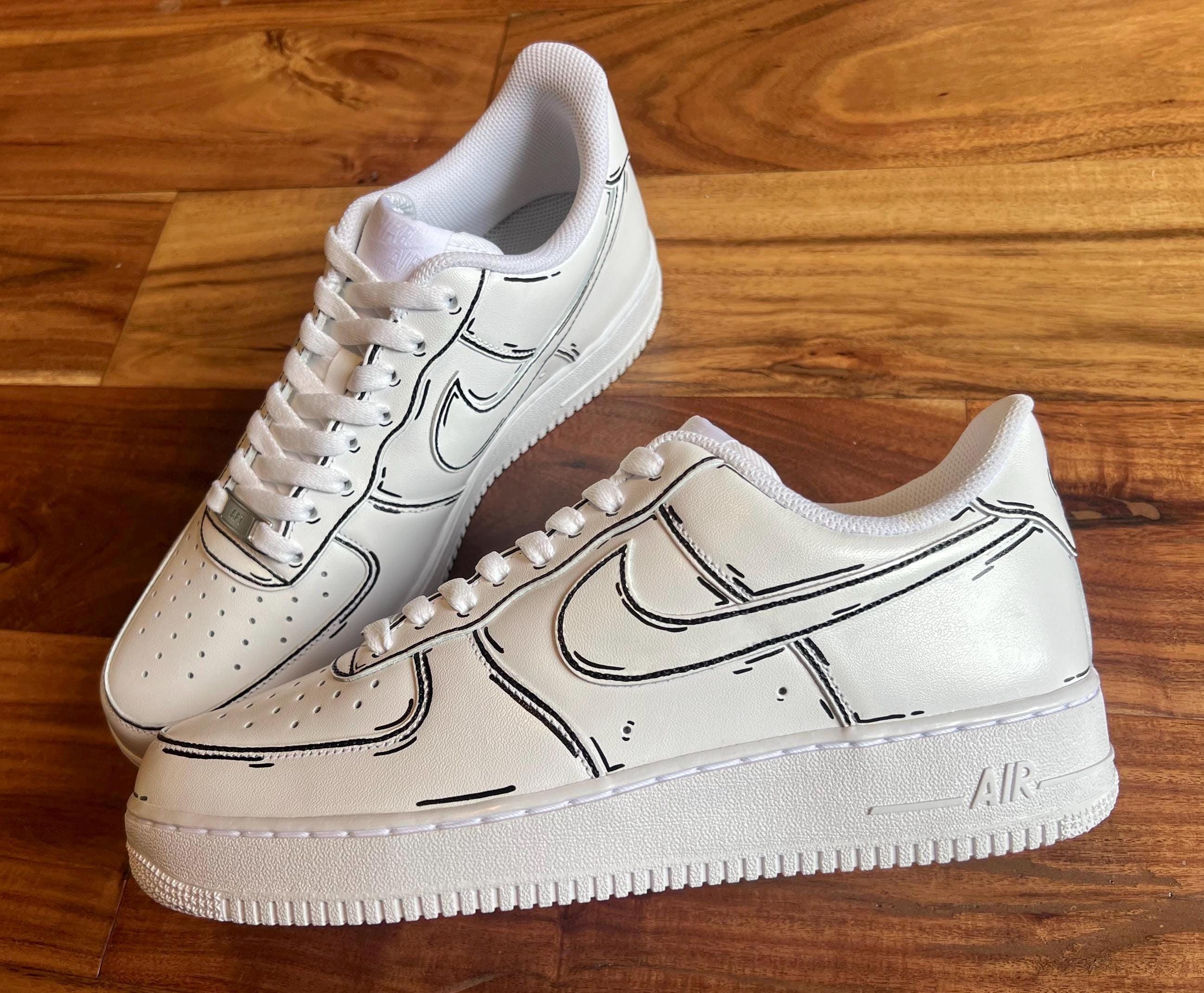 Custom Black & White Cartoon Hand-painted Nike Air Force 1