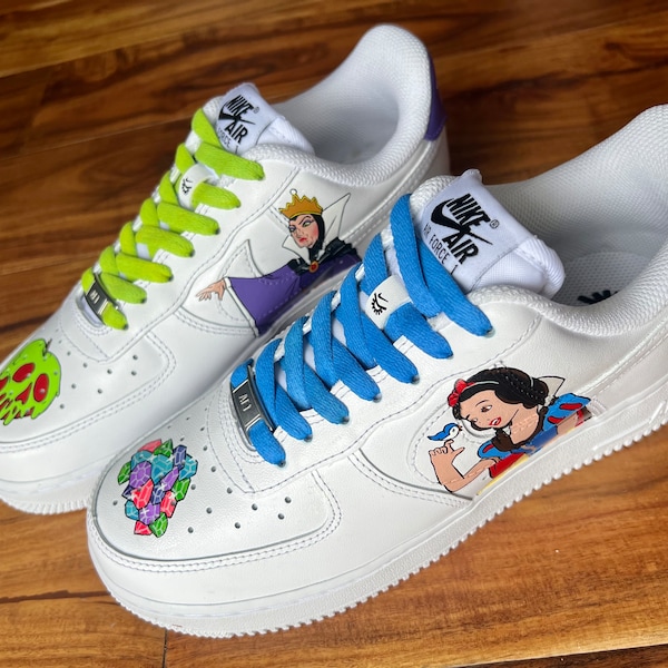 Custom Fairytale Snow White Hand-Painted Nike Air Force 1’s | Baby Through Adult Sizes Available!